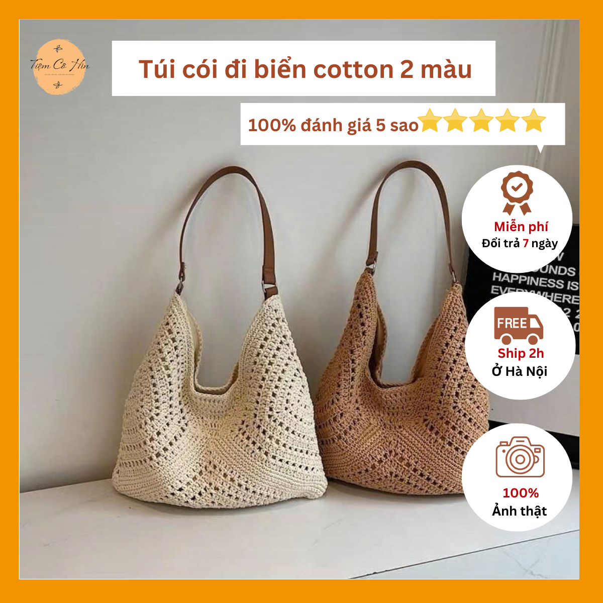 Túi đi biển cotton gập được