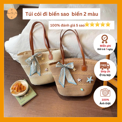 Túi cói đi biển hình sao biển