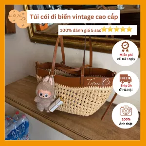 Túi cói đi biển vintage cao cấp