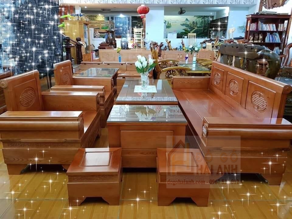 bàn ghế phòng khách gỗ sồi