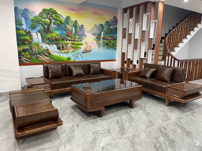 sofa gỗ sồi nga