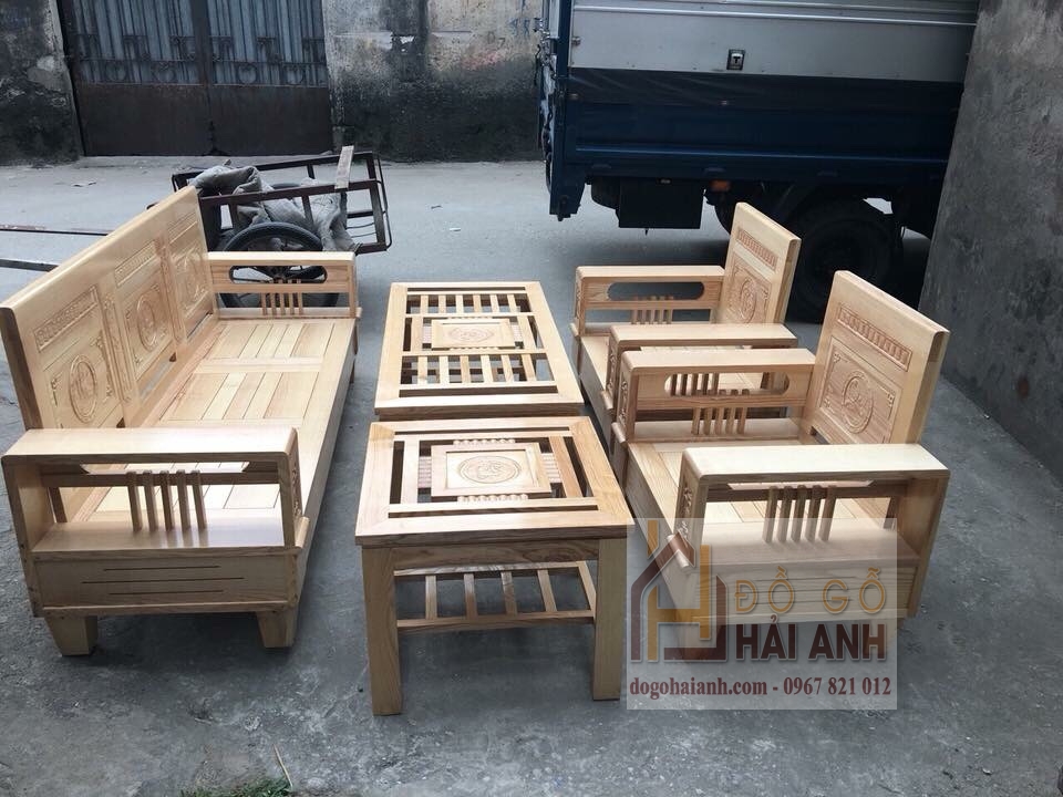 Bàn Ghế Phòng Khách Tay 3 Lớp Gỗ Sồi