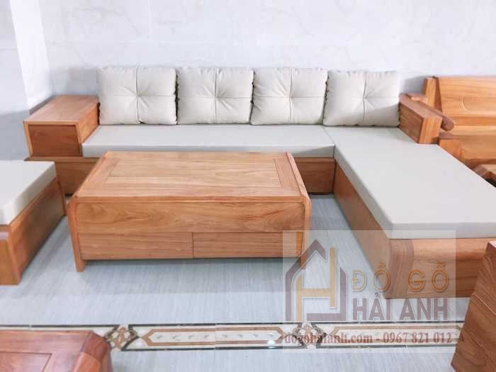 Sofa gỗ gõ đỏ mẫu chân cuốn SFG-01