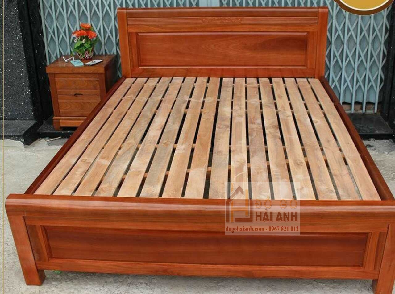 Giường xoan đào rát nan 1m6x2m