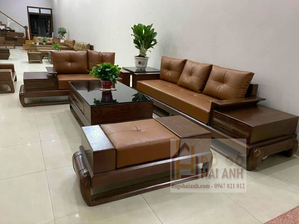 Sofa gỗ hiện đại 2 văng SF09