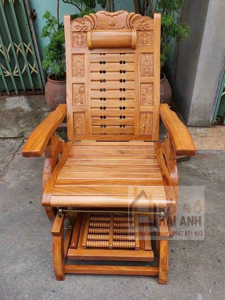 Ghế thư giãn massa chân gỗ gõ