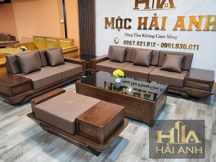 Sofa gỗ sồi nga chân thuyền cỡ đại