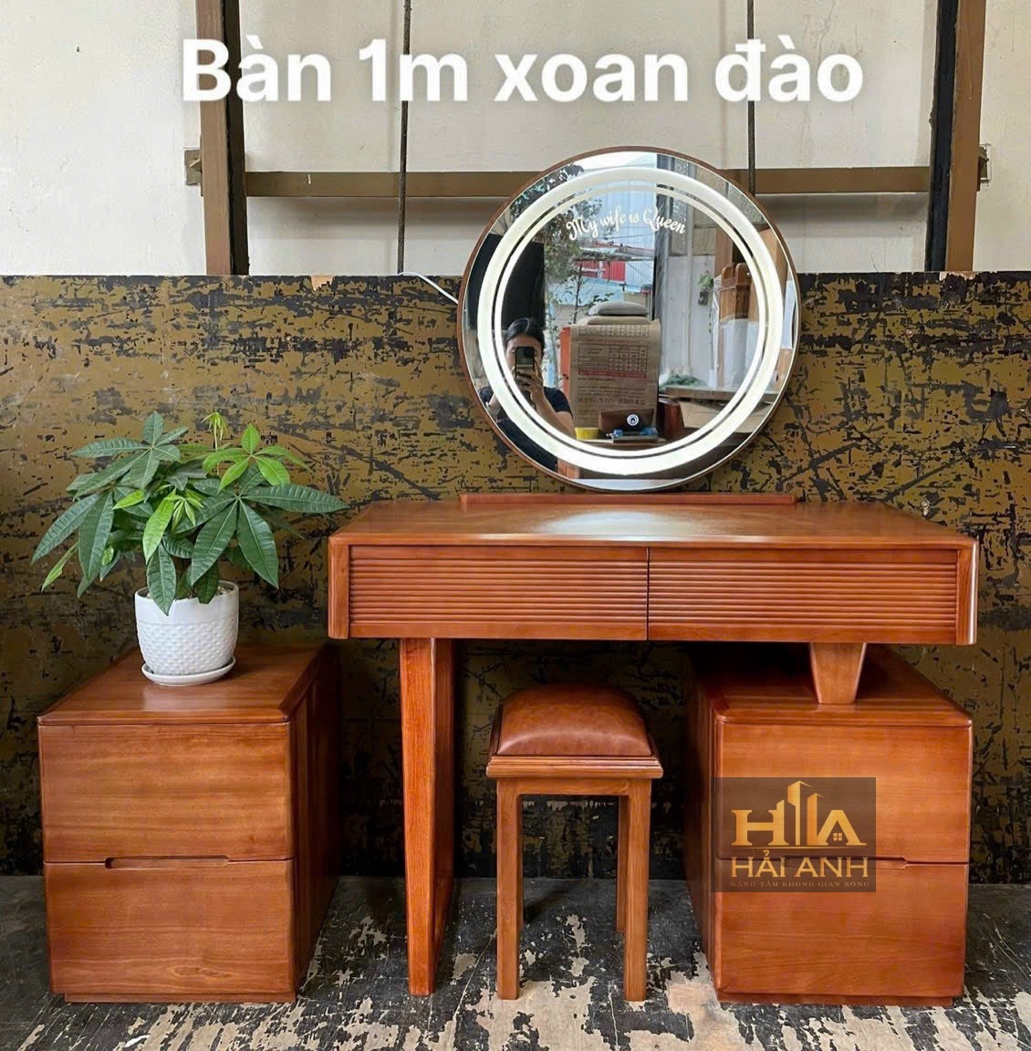 Bàn phấn xoan đào TM 1m