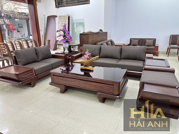 Sofa Gỗ Hương Đá Cánh Tiên Màu Óc Chó
