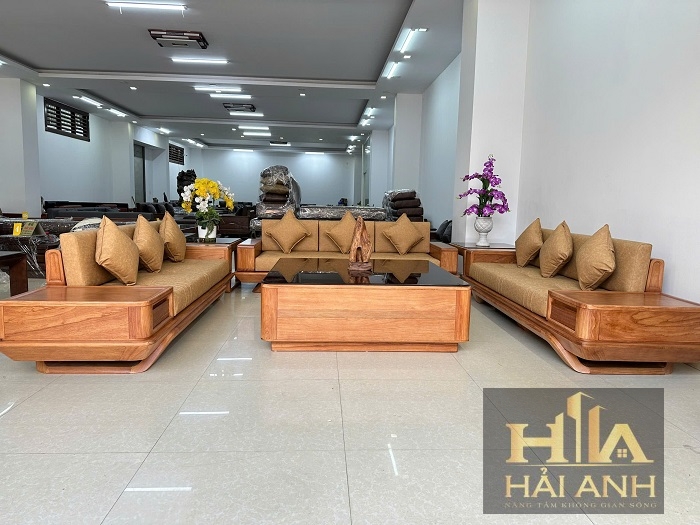Sofa Gỗ Gõ Đỏ Hiện Đại 3 Văng