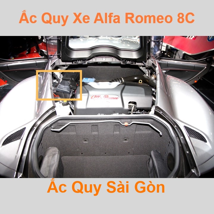 Bình ắc quy cho xe Alfa Romeo 8C có công suất tầm 58Ah, 60Ah, 62Ah, cọc chìm, với các mã bình ắc quy phổ biến như Din58, Din60, Din62