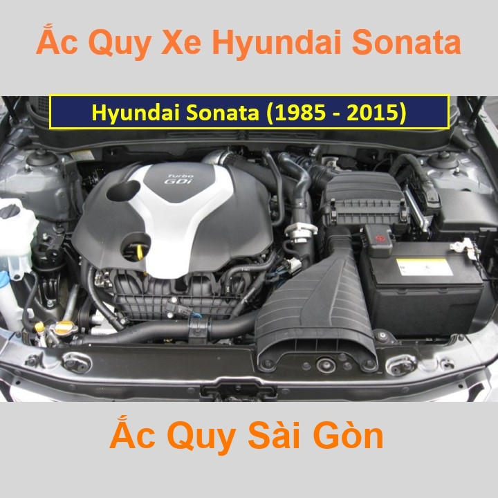 Bình ắc quy cho xe Hyundai Sonata (1985 – 2015) có công suất tầm 70Ah, 75Ah (cọc nổi – nghịch) với các mã bình ắc quy 80D26L, 85D26L, 90D26L, 95D26L B