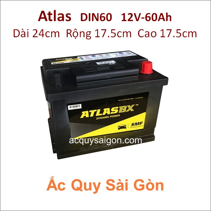 Ắc quy Atlas 12V 60Ah Din60 (56077)