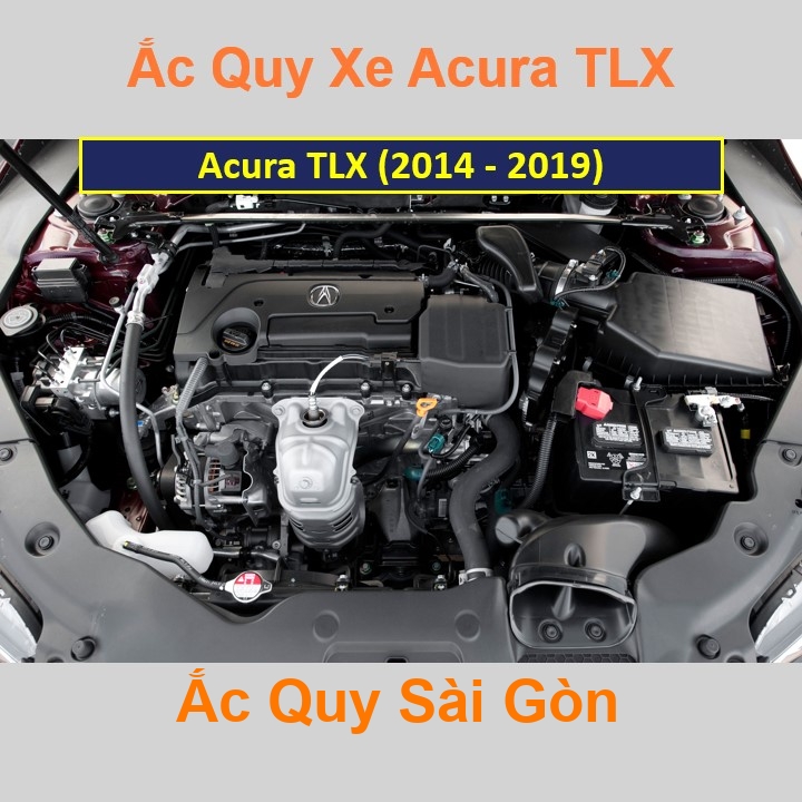 Vị trí bình ắc quy Acura TLX nằm ở dưới nắp ca pô, phía trước máy, bên tài