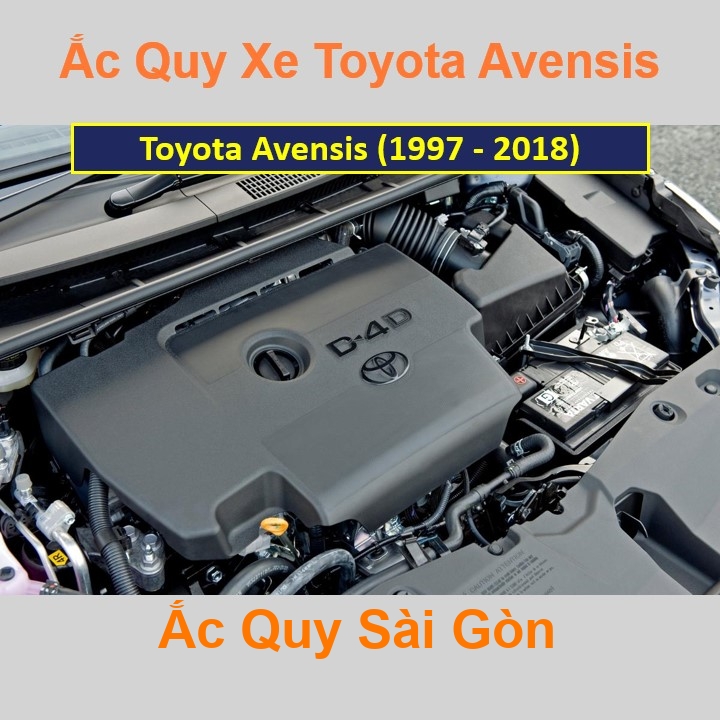 Vị trí bình ắc quy Toyota Avensis nằm ở dưới nắp ca pô, bình nằm ngang phía trước máy, bên tài.