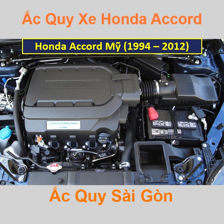 Vị trí bình ắc quy Toyota Accord ở dưới nắp ca pô, nằm ngang phía trước máy, bên tài.