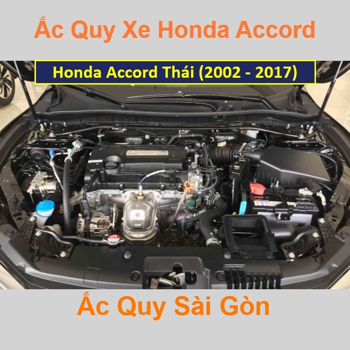 Vị trí bình ắc quy Toyota Accord ở dưới nắp ca pô, bình nằm ngang, phía trước, bên tài.