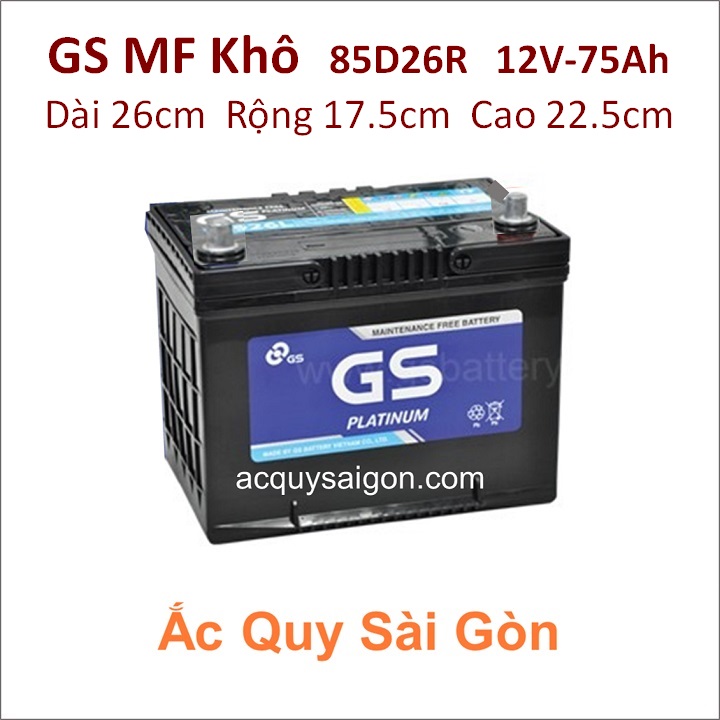 Ắc quy GS MF (Khô) 12V 75Ah 85D26R Platinum