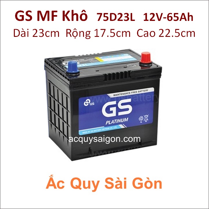 Ắc quy GS MF (Khô) 12V 65Ah 75D23L Platinum