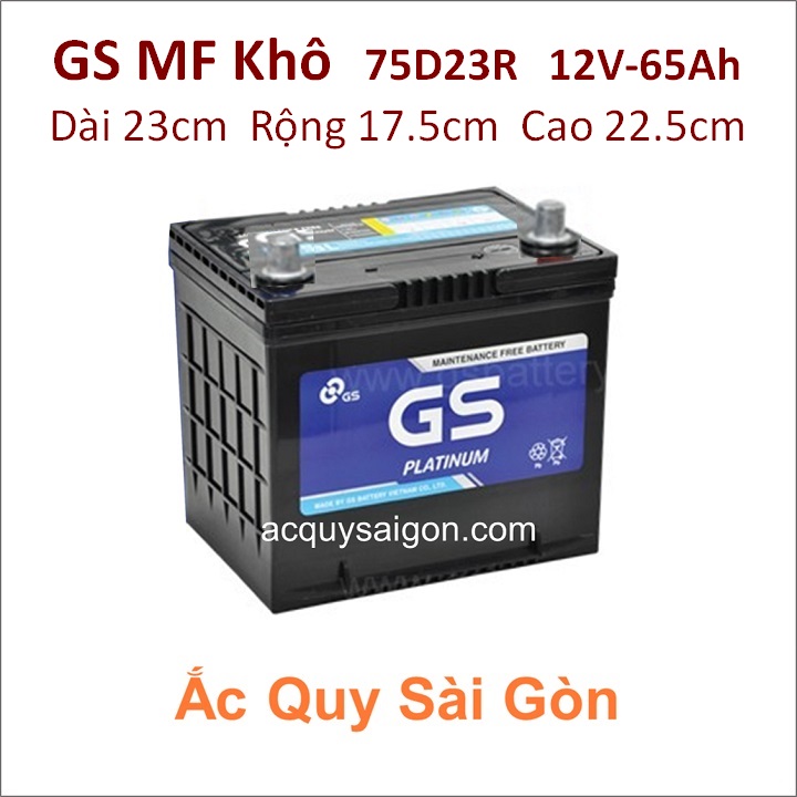 Ắc quy GS MF (Khô) 12V 65Ah 75D23R Platinum