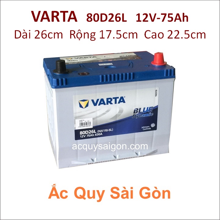 Ắc quy Varta 12V 75Ah 80D26L (NX110-5L)