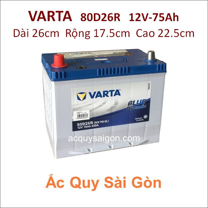 Ắc quy Varta 12V 75Ah 80D26R (NX110-5R)