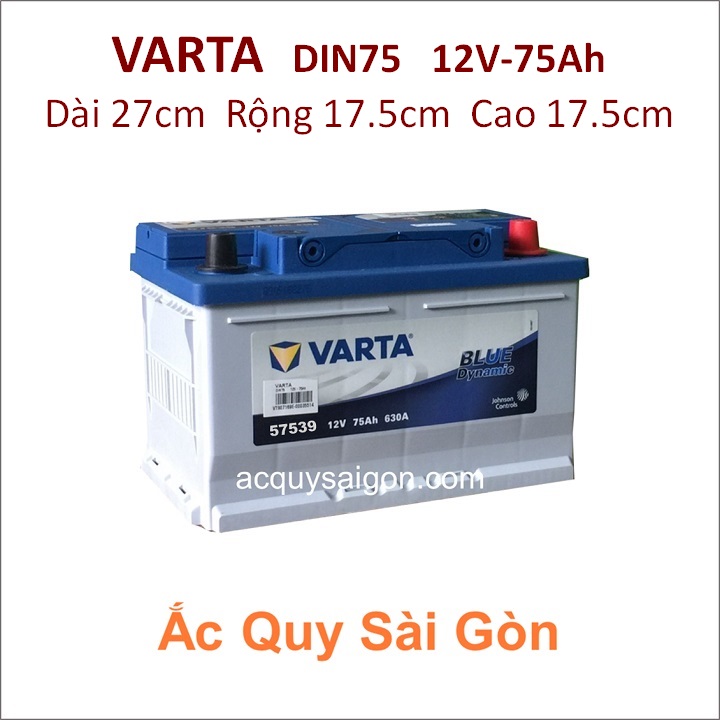 Ắc quy Varta 12V 75Ah Din75 (57539)