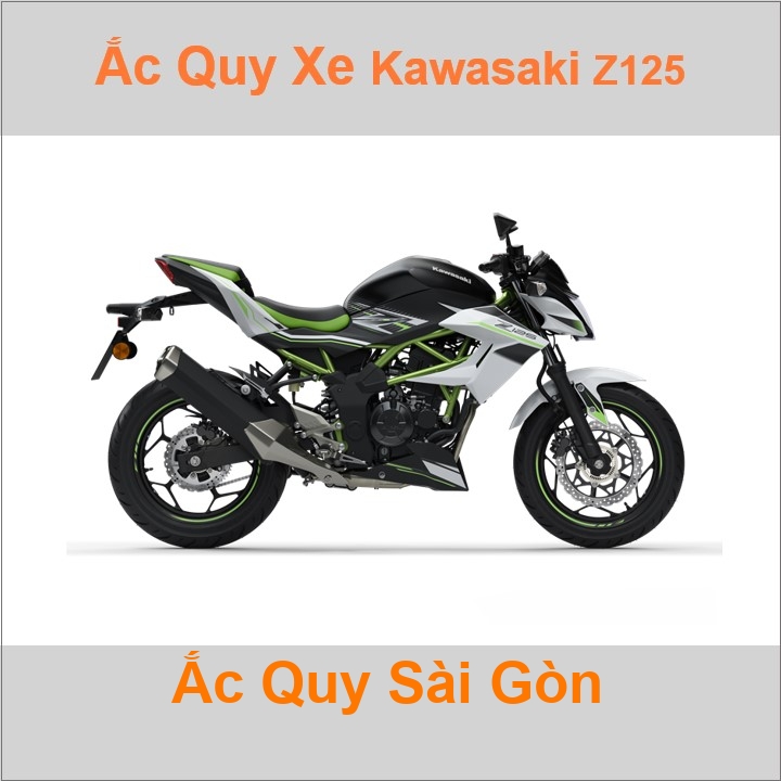 Bình ắc quy cho xe moto Kawasaki Z125 125cc có công suất tầm 3.5; 5Ah với các mã bình ắc quy phổ biến như YTX4L-BS, TTZ5S