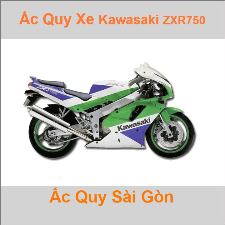 Bình ắc quy cho xe moto Kawasaki ZXR750 748cc có công suất tầm 8Ah, 9Ah (10h) với các mã bình ắc quy phổ biến như YTX9-BS