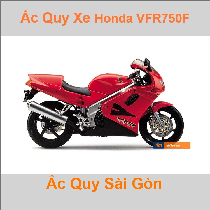 Bình acquy moto cho xe pkl Honda VFR 750F / VFR 700F / Interceptor 748cc / 699cc có công suất 14Ah Có thể thay bằng bình 12V 14Ah (10hr) mã YB14L-BS