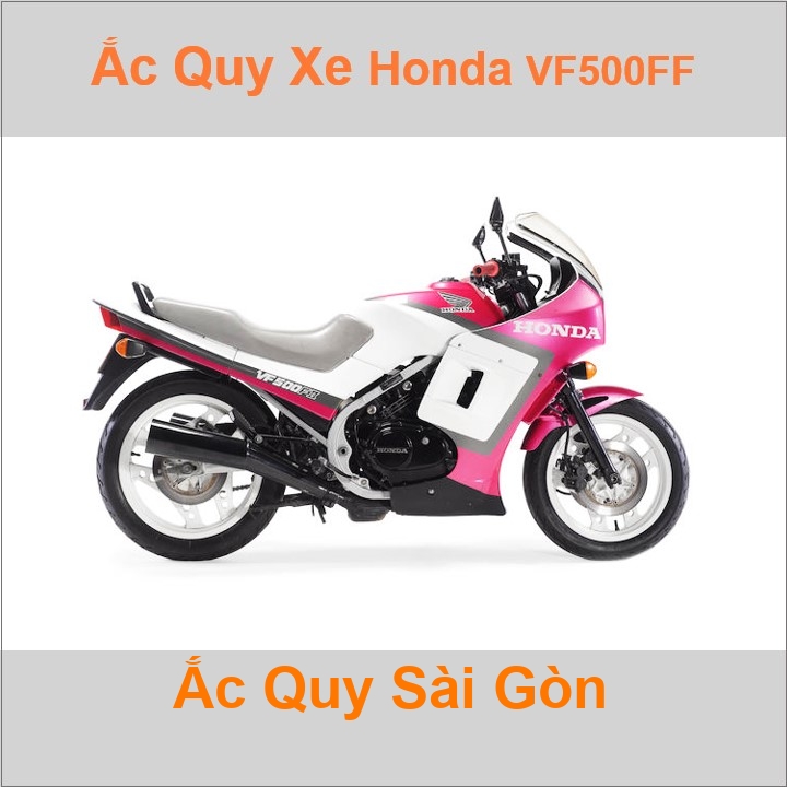 Bình acquy moto cho xe pkl Honda VF 500F Interceptor 500 / VF 500C Magna 500 V30 498cc có công suất 12Ah Có thể thay bằng bình 12V 14Ah mã YB14L-BS