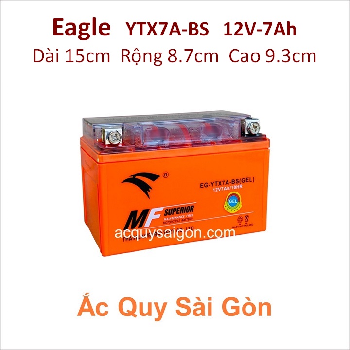 Ắc quy xe máy gel Eagle 12V 7Ah YTX7A-BS