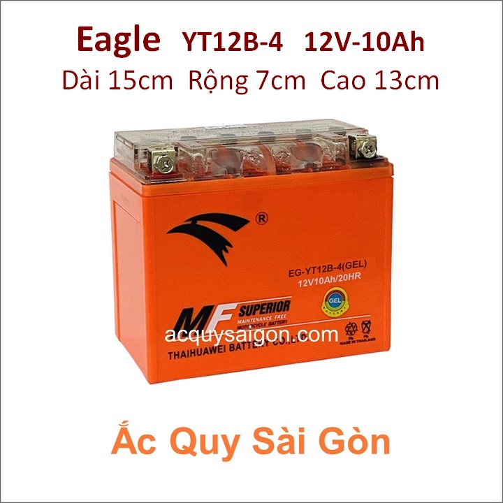 Ắc quy xe mô tô gel Eagle 12V-10Ah YT12B-4