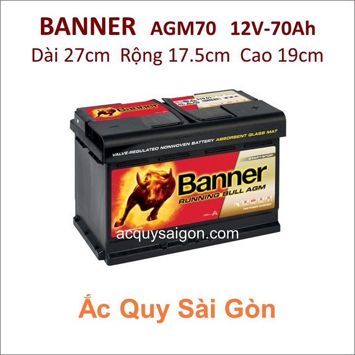 Ắc quy Banner 12V 70Ah AGM70 (57001)