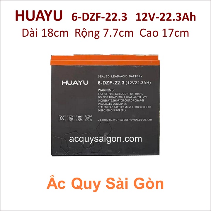 Ắc quy xe máy điện HuaYu 12V 22.3Ah  6-DZF-22.3 (Siêu cấp)