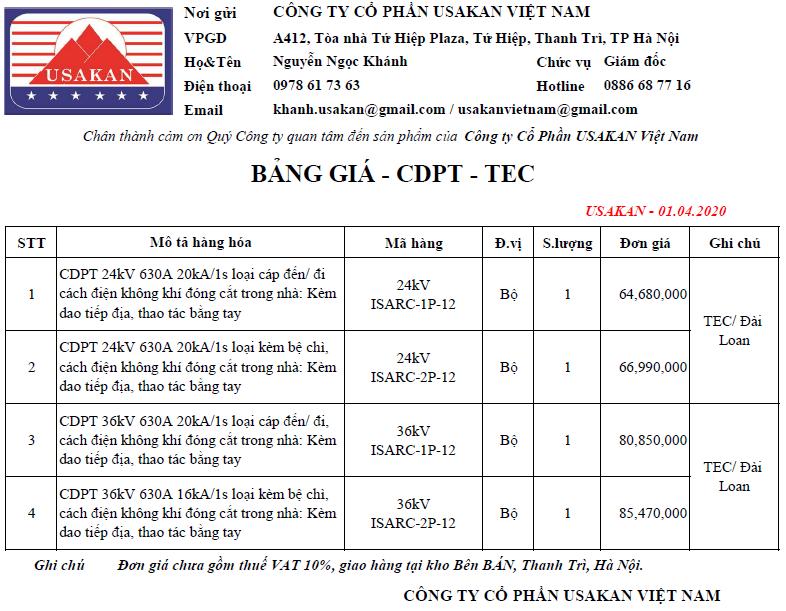 Cầu dao phụ tải hãng TEC / Đài Loan