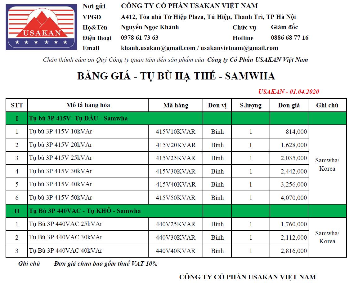 Samwha - Tụ bù hạ thế 415V - 440V