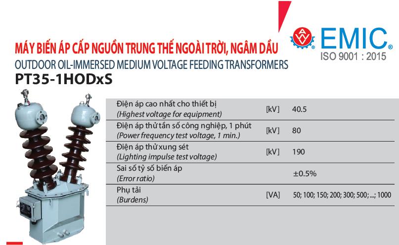 Biến áp cấp nguồn 1 pha 35KV dầu ngoài trời - Emic