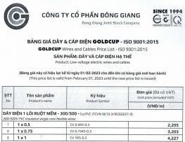 Dây điện 1 lõi ruột mềm Cu/PVC 300/500V - Goldcup