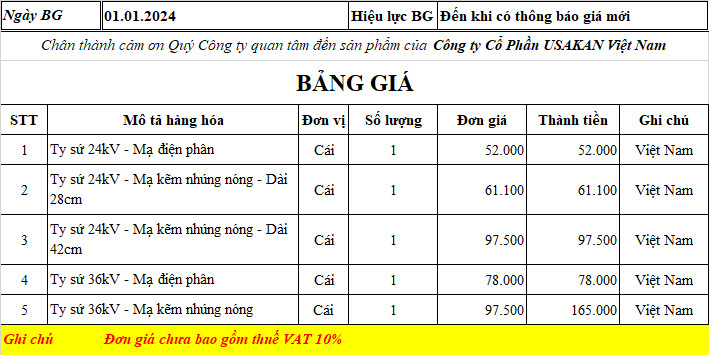 Ty sứ đứng 24kV mạ Điện Phân (Hoặc mạ nhúng nóng)