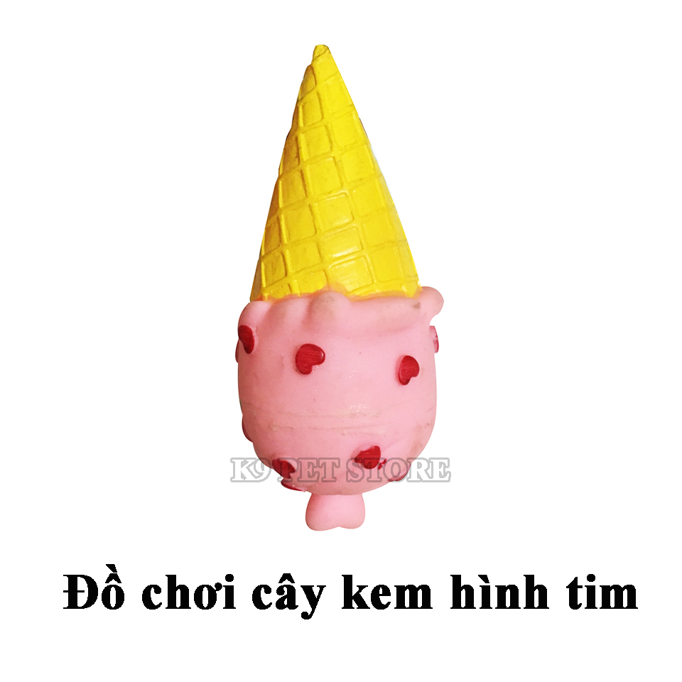 Đồ chơi cho chó gặm kêu chút chít cây kem hình tim