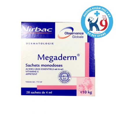 Dưỡng lông cho chó mèo Virbac Megaderm 1 hộp 28 tép