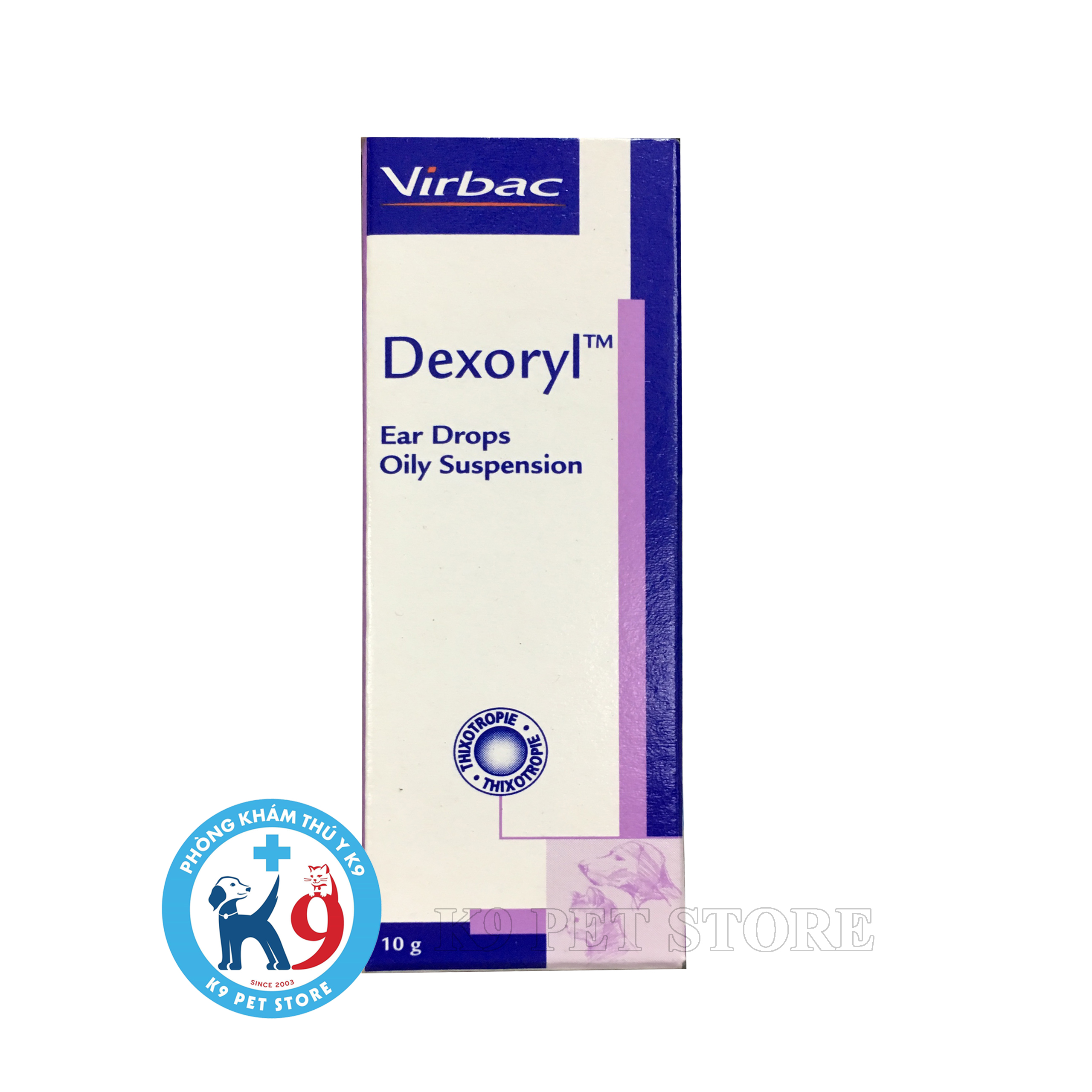 Dung dịch nhỏ tai chó mèo, trị viêm tai, nấm tai hiệu quả nhanh Virbac Dexoryl (10g)