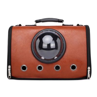 Túi phi hành gia ngang vận chuyển chó, mèo (màu nâu) 44x26x31cm