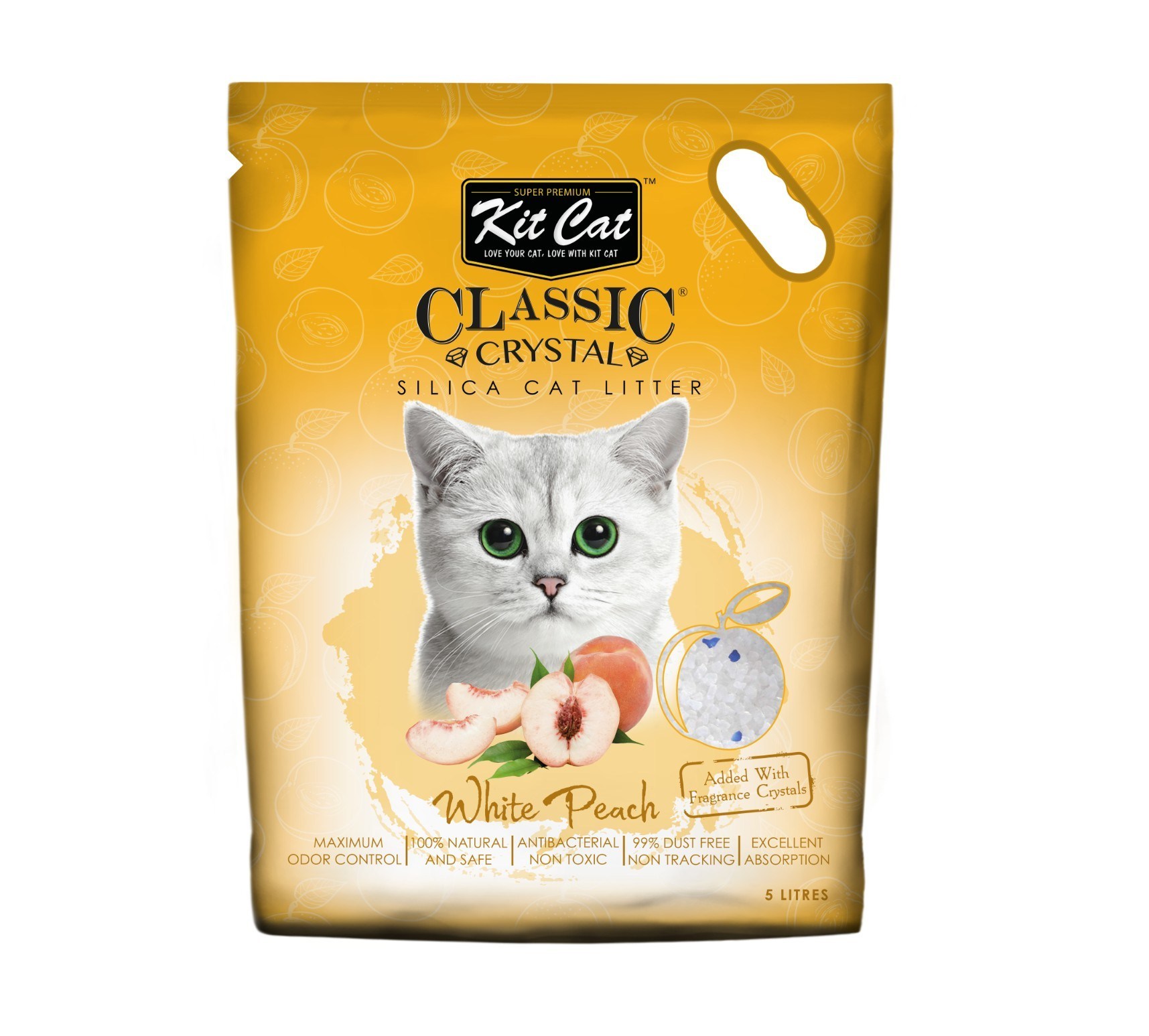 Cát thủy tinh Kitcat Classic Crystal túi 5l hương đào