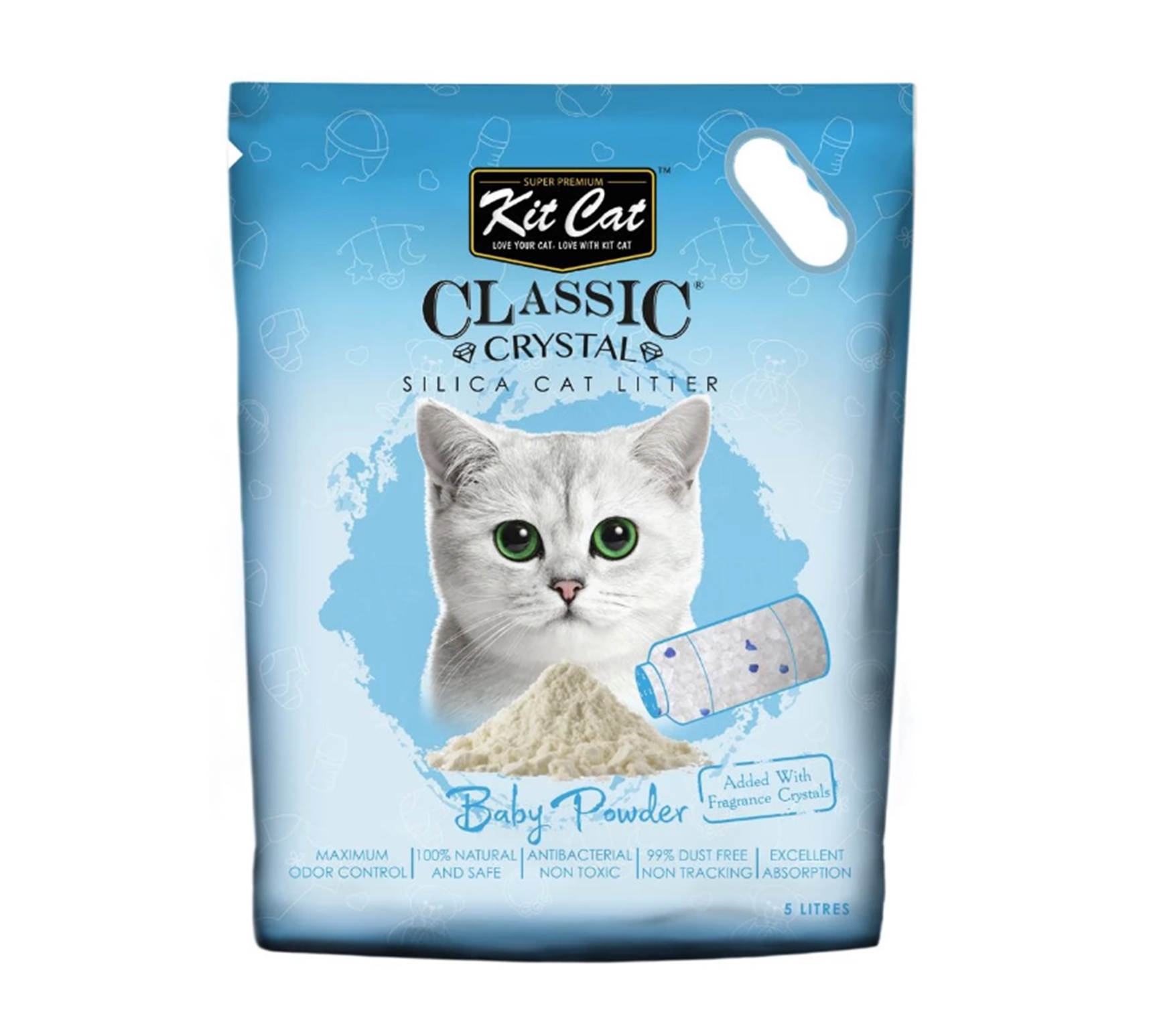 Cát thủy tinh Kitcat Classic Crystal túi 5l hương phấn