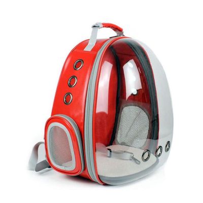 Balo Phi hành gia trong suốt vận chuyển thú cưng màu đỏ 40*15*10