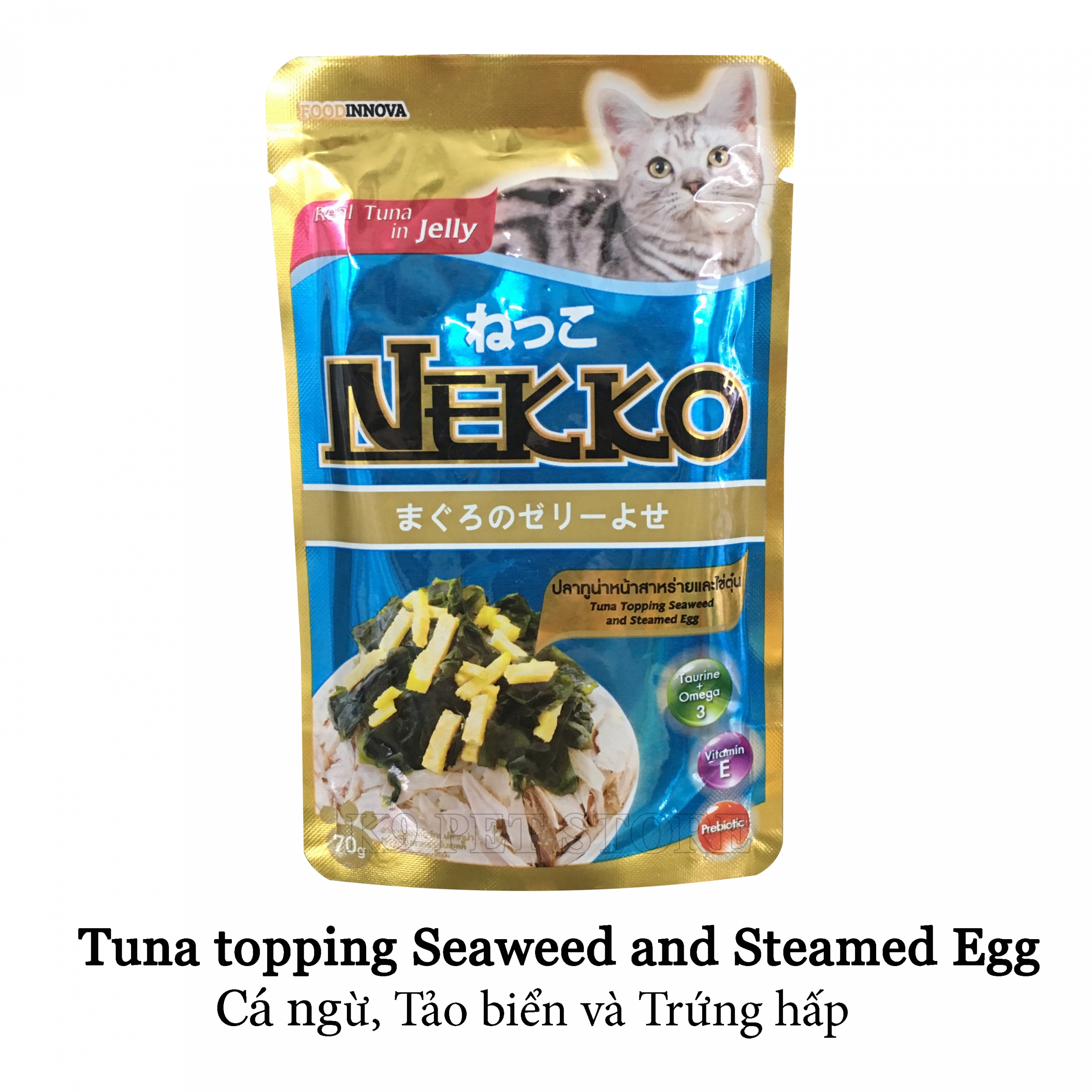 Pate Nekko cho mèo lớn vị Cá ngừ, Tảo biển và Trứng hấp 70gr