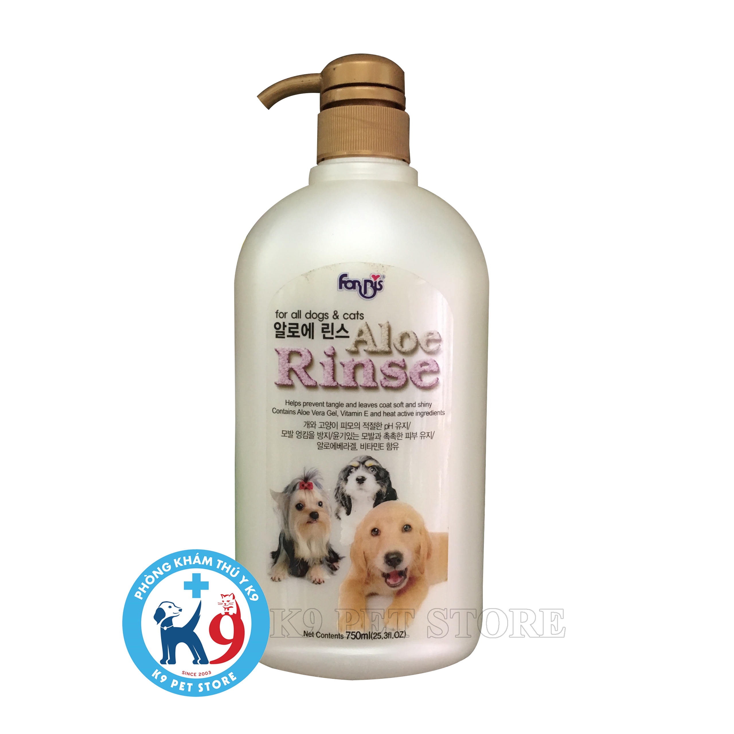 Dầu xả mượt lông cho thú cưng chiết xuất nha đam Aloe Rinse Forcans Hàn Quốc 750ml