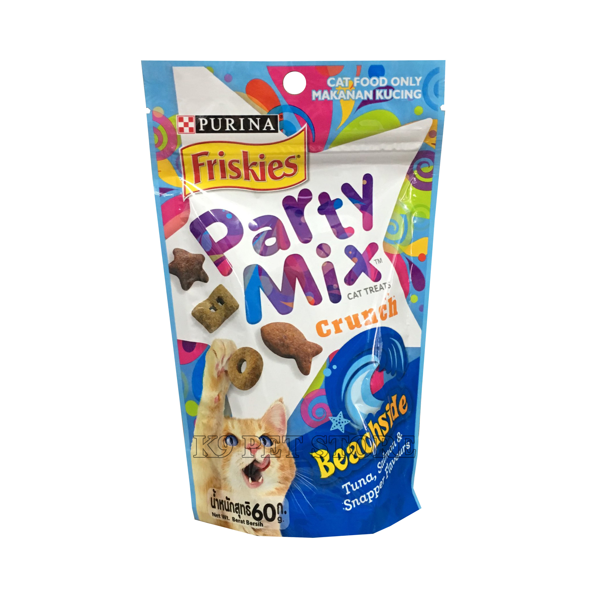 Snack, bánh thưởng, đồ ăn vặt cho mèo Party Mix 60g vị Beachside